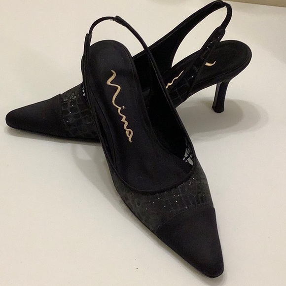 Nina Shoes - Nina Black Slingback 3” Heels